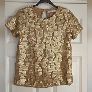 Marie Oliver Gold Sequined Top - Size XXS